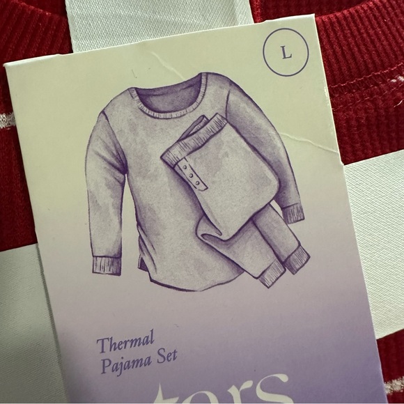 NWT!! Women’s Red Striped Thermal Pajama Set, Long Sleeves, Pants, Gift, Large - Picture 9 of 9